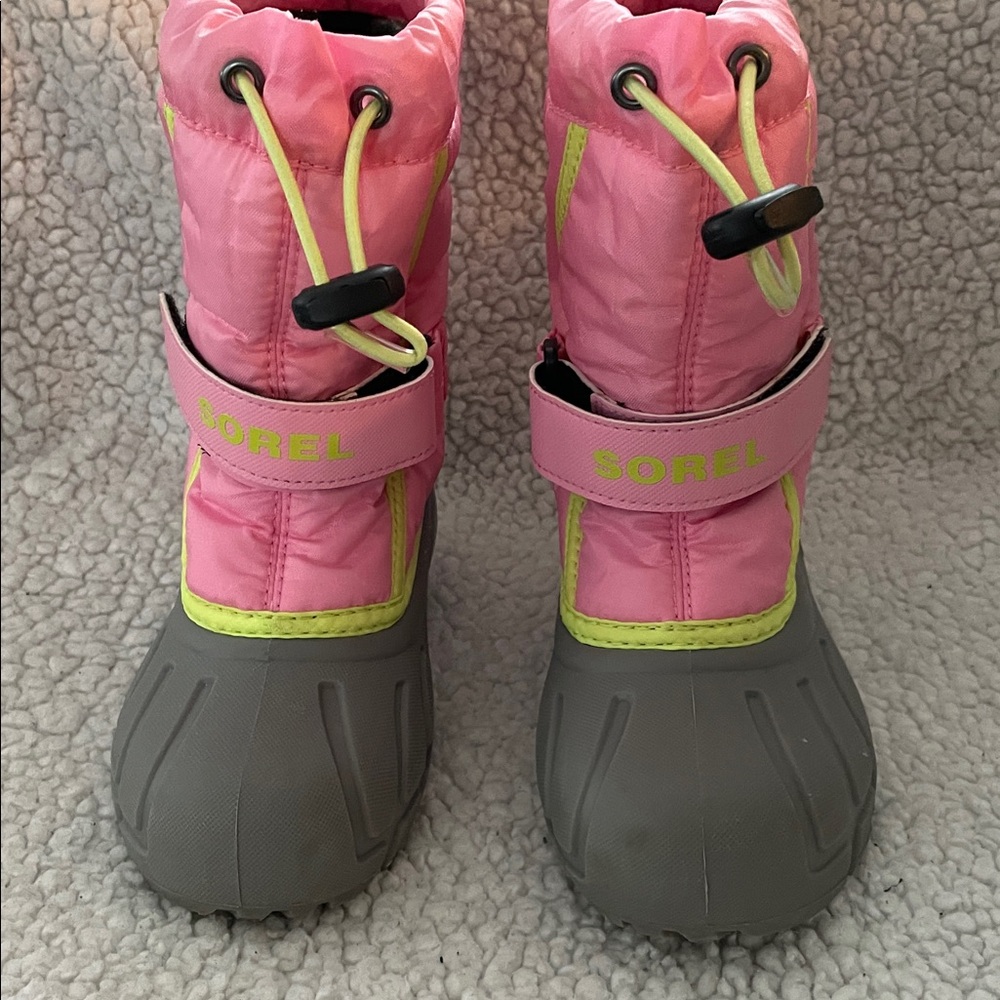 Sorel Flurry Barbie Pink Yellow Waterproof Cozy Warm Winter Snow Boots